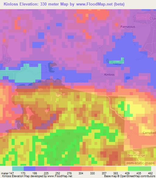 Kinloss,Jamaica Elevation Map