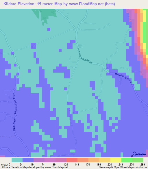 Kildare,Jamaica Elevation Map