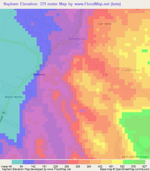 Kepham,Jamaica Elevation Map