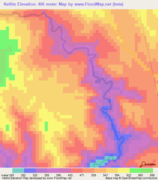 Kellits,Jamaica Elevation Map