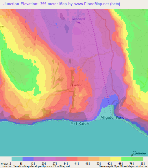 Junction,Jamaica Elevation Map