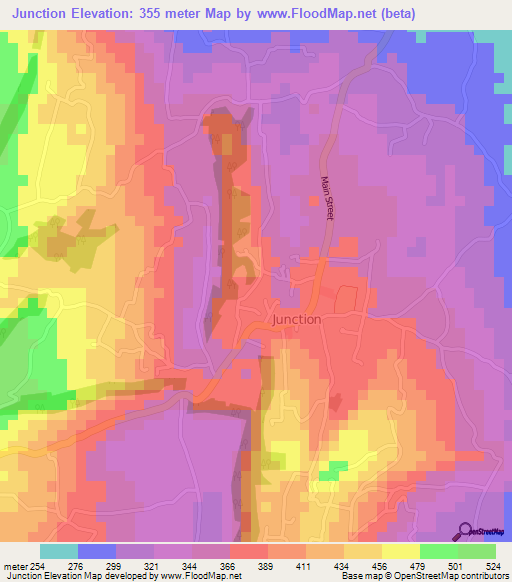 Junction,Jamaica Elevation Map