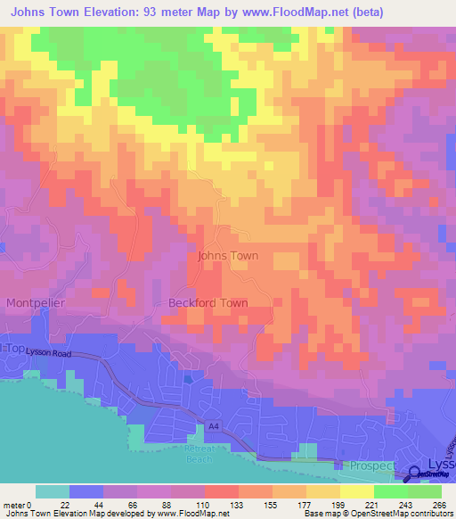 Johns Town,Jamaica Elevation Map