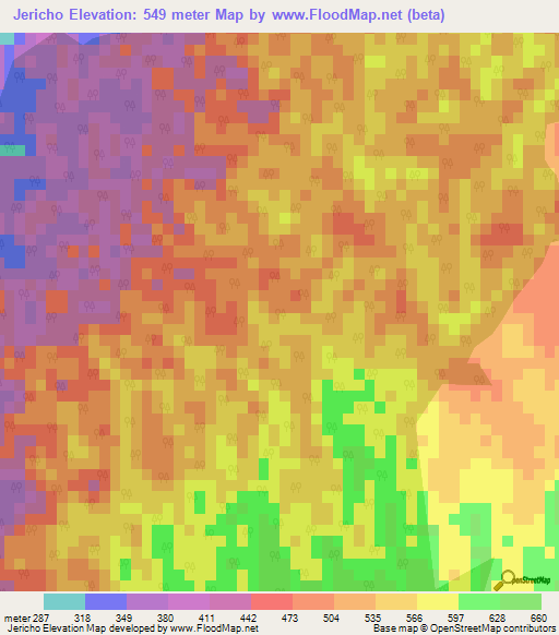 Jericho,Jamaica Elevation Map