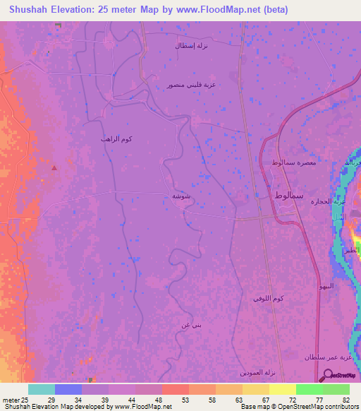 Shushah,Egypt Elevation Map