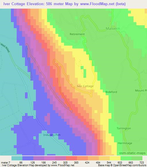 Iver Cottage,Jamaica Elevation Map