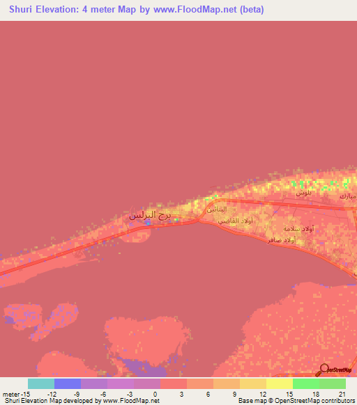 Shuri,Egypt Elevation Map