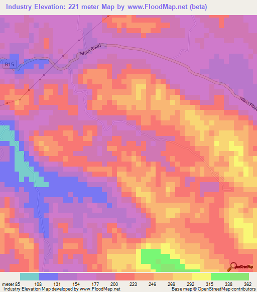 Industry,Jamaica Elevation Map