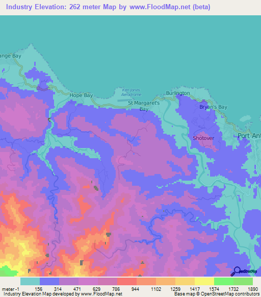 Industry,Jamaica Elevation Map