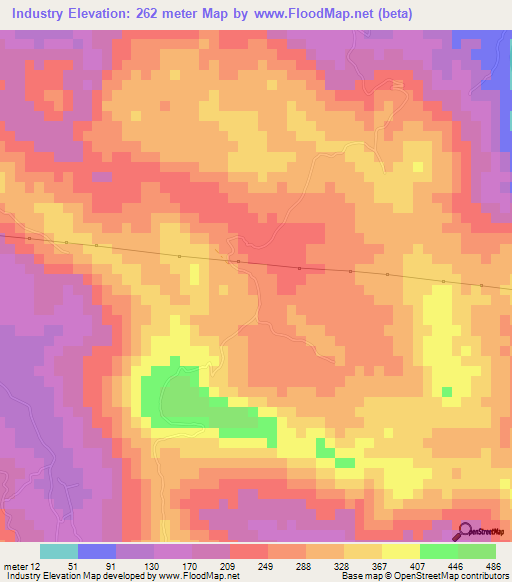 Industry,Jamaica Elevation Map