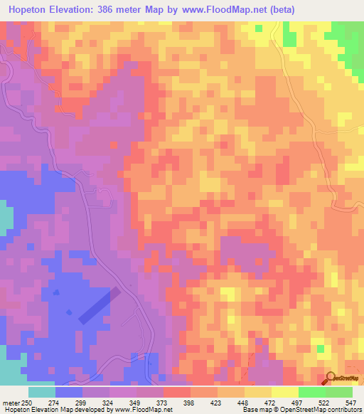 Hopeton,Jamaica Elevation Map