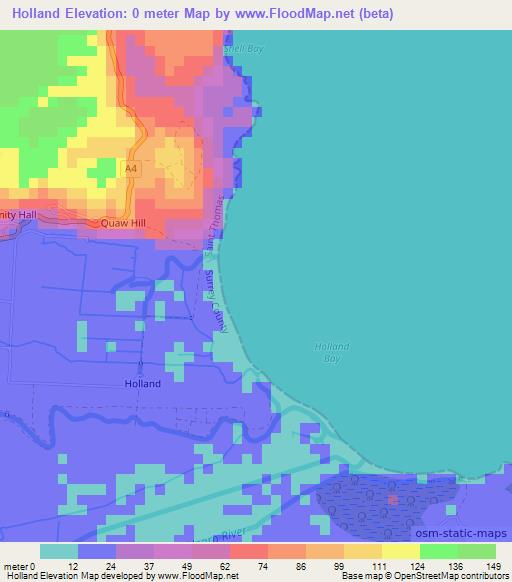 Holland,Jamaica Elevation Map