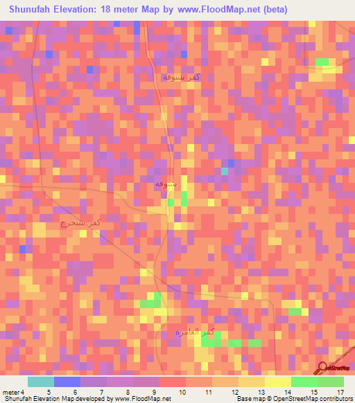 Shunufah,Egypt Elevation Map