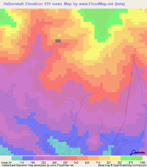 Halberstadt,Jamaica Elevation Map