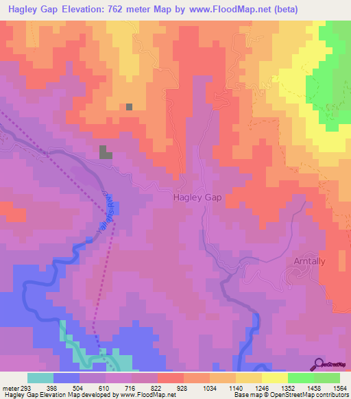 Hagley Gap,Jamaica Elevation Map