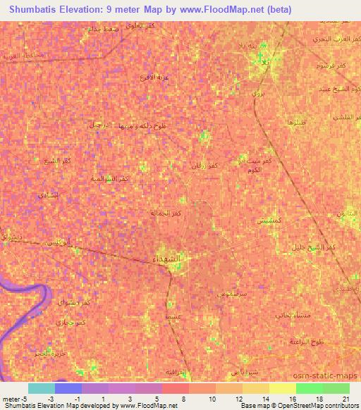 Shumbatis,Egypt Elevation Map