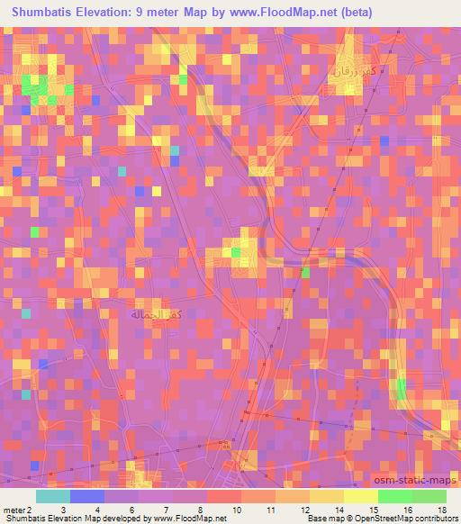 Shumbatis,Egypt Elevation Map