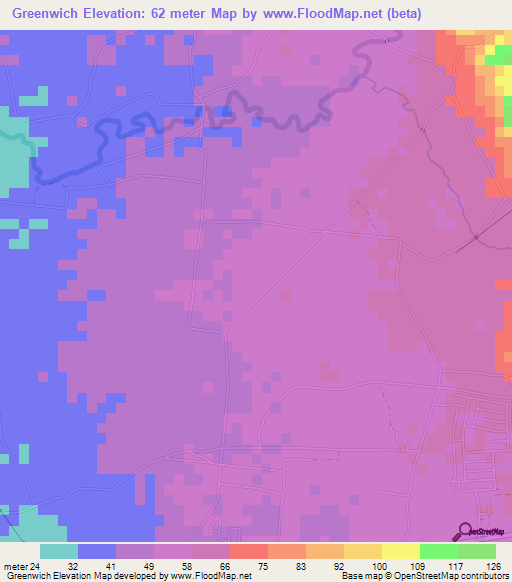 Greenwich,Jamaica Elevation Map