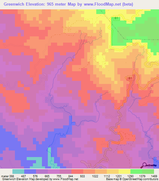 Greenwich,Jamaica Elevation Map