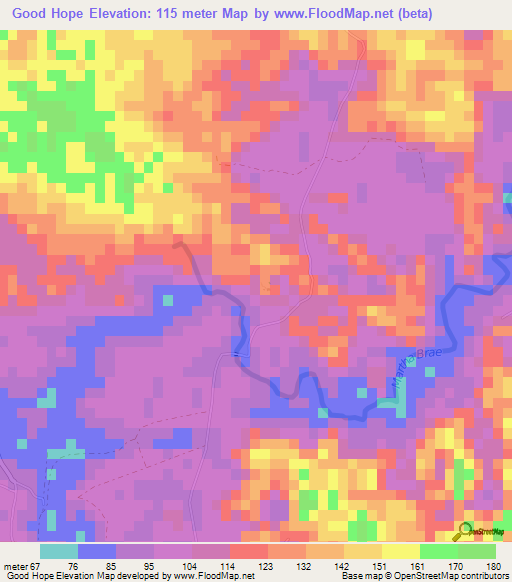 Good Hope,Jamaica Elevation Map