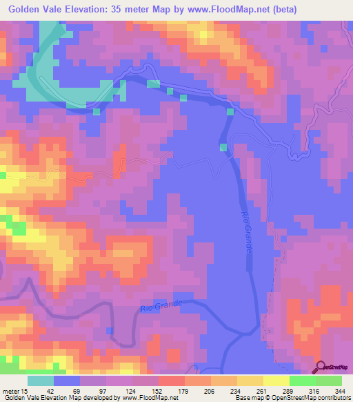 Golden Vale,Jamaica Elevation Map