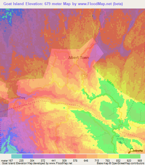 Goat Island,Jamaica Elevation Map