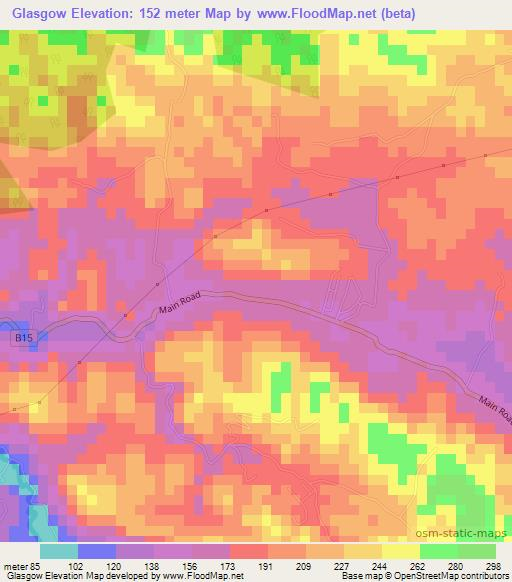 Glasgow,Jamaica Elevation Map