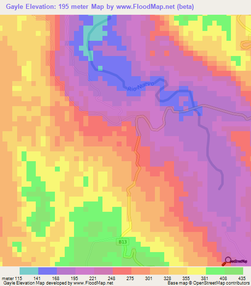 Gayle,Jamaica Elevation Map