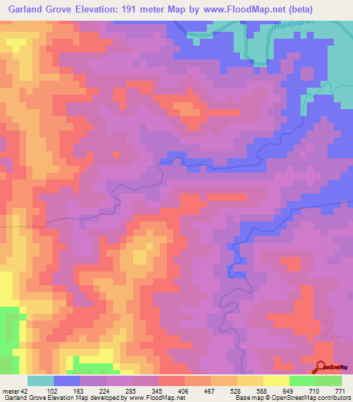 Garland Grove,Jamaica Elevation Map