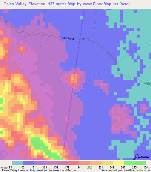 Gales Valley,Jamaica Elevation Map