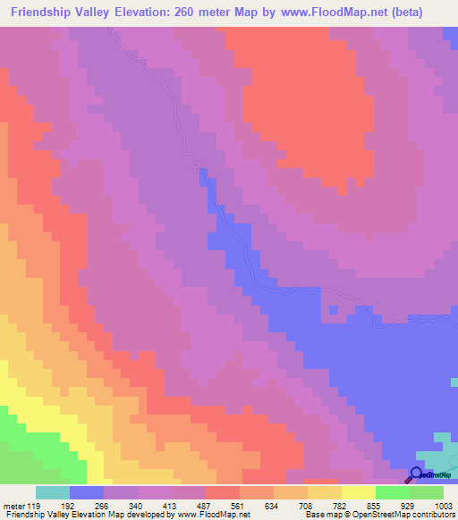 Friendship Valley,Jamaica Elevation Map