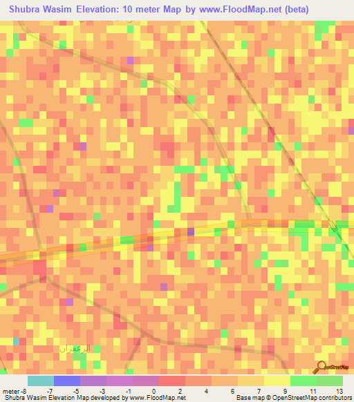 Shubra Wasim,Egypt Elevation Map