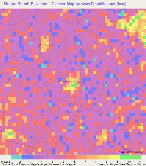 Shubra Shindi,Egypt Elevation Map
