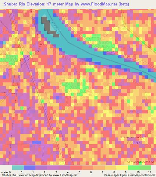 Shubra Ris,Egypt Elevation Map