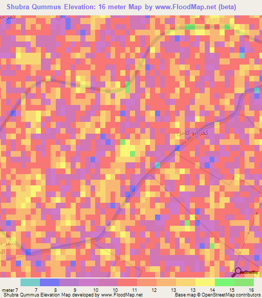 Shubra Qummus,Egypt Elevation Map