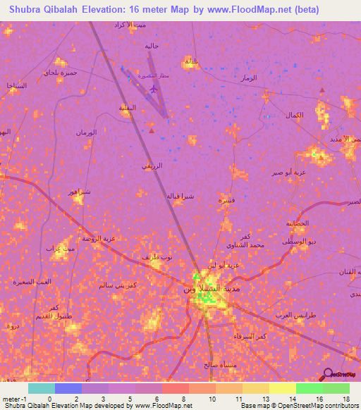 Shubra Qibalah,Egypt Elevation Map