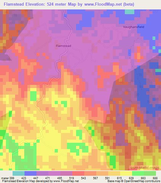 Flamstead,Jamaica Elevation Map