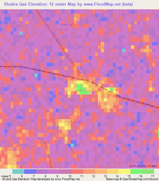 Shubra Qas,Egypt Elevation Map