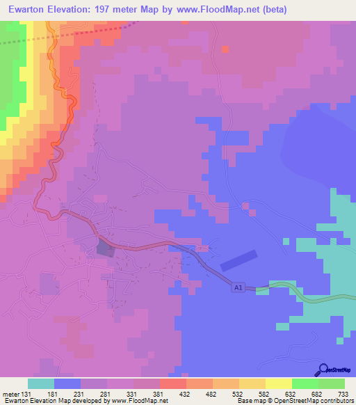 Ewarton,Jamaica Elevation Map