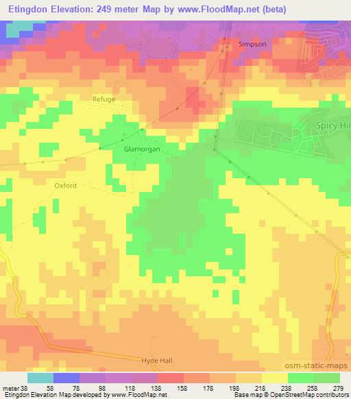 Etingdon,Jamaica Elevation Map