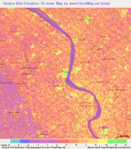 Shubra Khit,Egypt Elevation Map