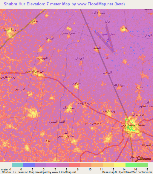 Shubra Hur,Egypt Elevation Map