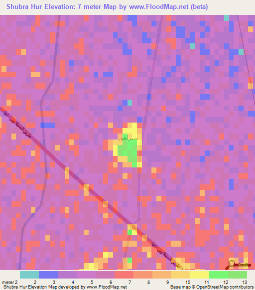 Shubra Hur,Egypt Elevation Map