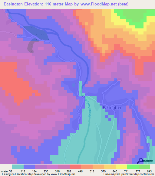 Easington,Jamaica Elevation Map