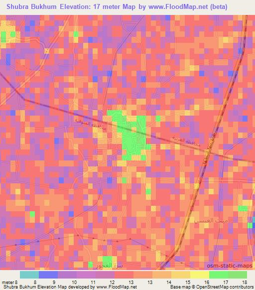 Shubra Bukhum,Egypt Elevation Map