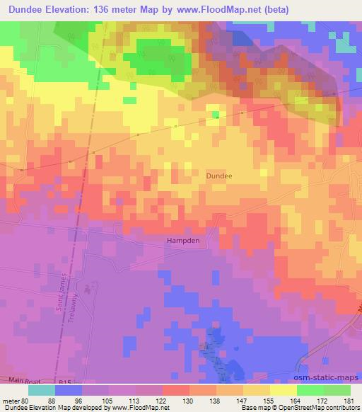 Dundee,Jamaica Elevation Map