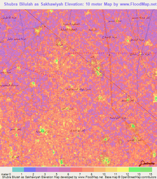 Shubra Bilulah as Sakhawiyah,Egypt Elevation Map