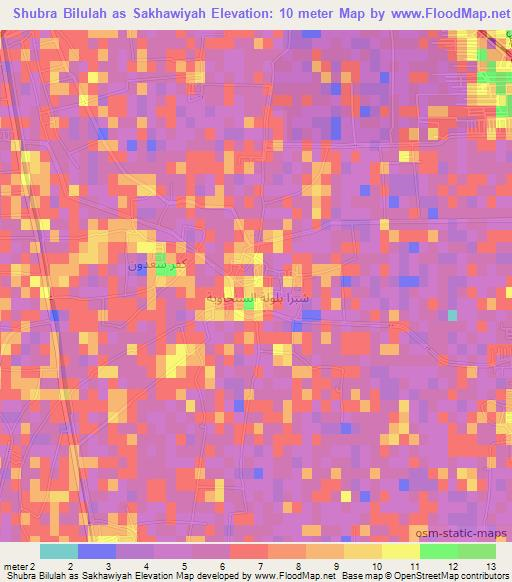 Shubra Bilulah as Sakhawiyah,Egypt Elevation Map