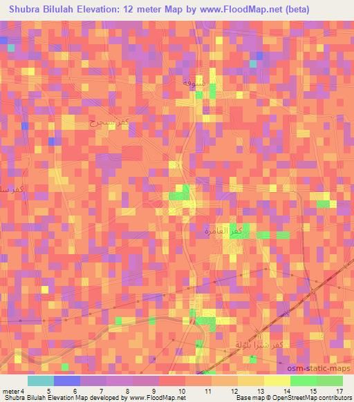 Shubra Bilulah,Egypt Elevation Map