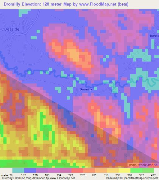 Dromilly,Jamaica Elevation Map